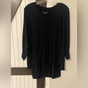 Soft Surroundings Indeevar Tunic Top Women Size Medium Black Layered  Stretch